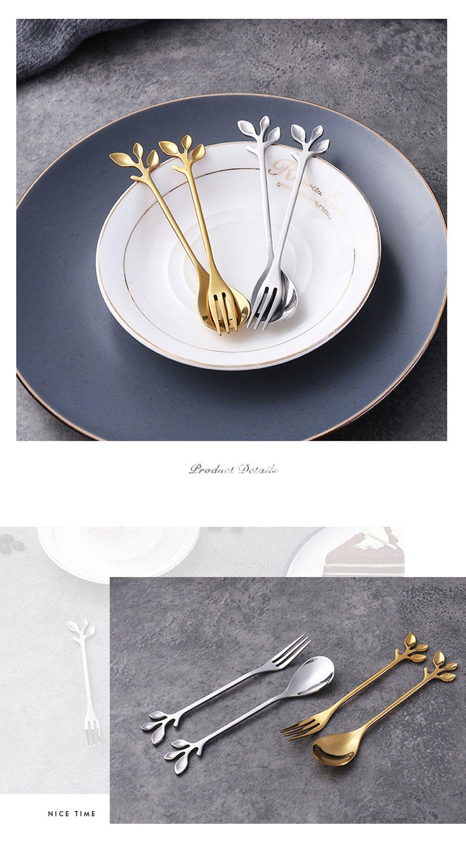 

Coffee Scoops 4pic/set Creative Stainless Steel Spoon Fork Coffee tools Christmas Gifts Kitchen Accessories Tableware Decoration