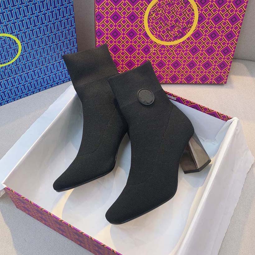 

Classic Autumn Winter Socks Heeled heel boots Fashion sexy Knitted elastic boot designer Alphabetic women shoes lady Letter Thick high heels Large With box, #3