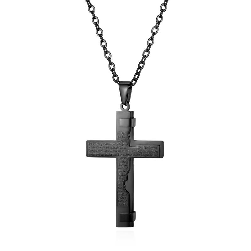 

Pendant Necklaces BONISKISS Men's Classic Cross Necklace Stainless Steel Long Suspension Chain Collier Male Gold Fashion Choker