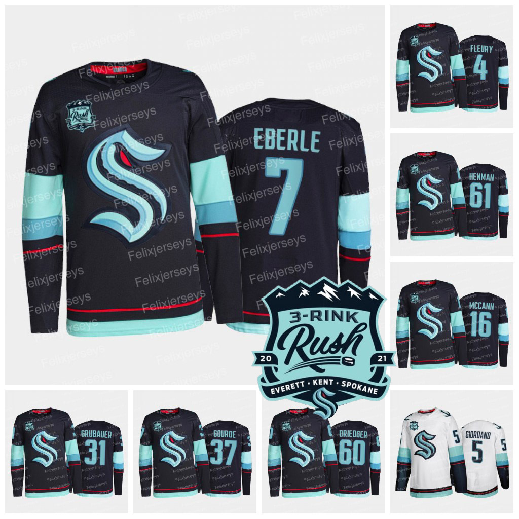 

Seattle Kraken Preseason Patch Jersey 7 Eberle Brandon Tanev Philipp Grubauer Carson Soucy Yanni Gourde Mark Giordano Jaden Schwartz Chris Driedger Vince Dunn, Inaugural home jersey mens s-xxxl