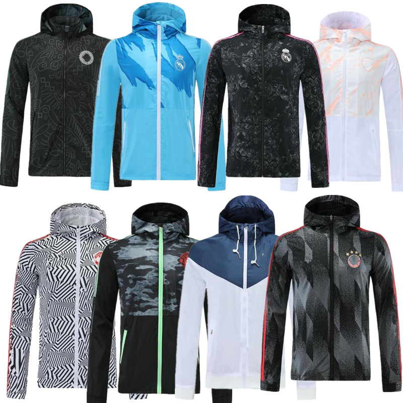 

Real Madrid soccer full zipper Hooded jacket Windbreaker 2021 2022 Flamengo Inter hoodie football jackets coat Sweater