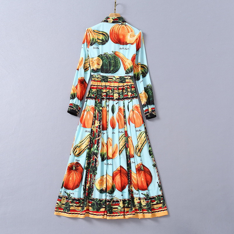 

611 XL 2021 Runway Dress Spring Summer Dress Brand Same Style Empire Short Sleeve Crew Neck Long Skirt Flora Print High Quality SH, Customize