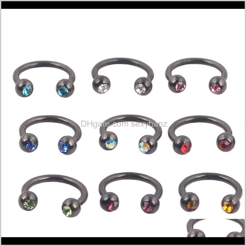 

& Studs Drop Delivery 2021 Gold Sier Rainbow Black Horseshoe Rings Ring 8Mm 12G Body Jewelry Piercing Tragus Earring Nose Septum Rp7Du