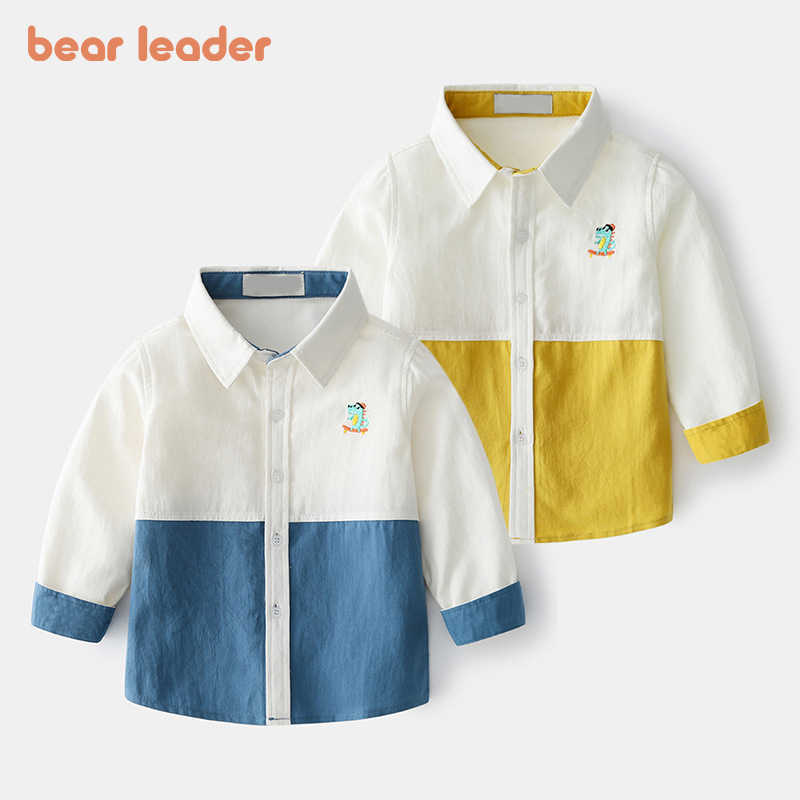 

Bear Leader Kids Boys Casual Shirts Autumn Clothes For Baby Cartoon Embriodery Cute Clothing Contrast Color Cute Shirt 2-6 Years 210708, Ah3828yellow
