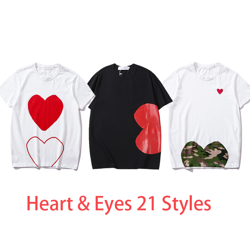 

Women Fashion Tees Summer T-shirts Womens Tops with Heart & Eyes Printing Men T Shirts Female Boys Girls Pullover Short Sleeve, White