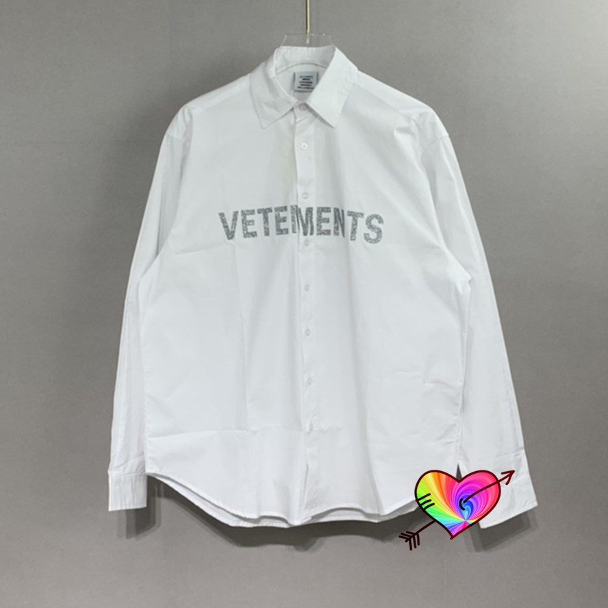 

White Vetements Shirts Men Women High Quality Twinkle Letter Logo Shirt Oversize Blouse Slightly Oversize