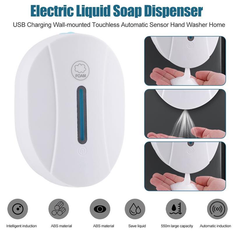 

Liquid Soap Dispenser Electric USB Charging Wall-mounted Touchless Automatic Sensor Hand Washer Home Supplies Spray