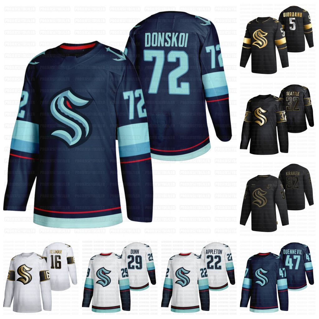 

Seattle Kraken Jersey 2021-22 37 Yanni Gourde 41 Vitek Vanecek Blackwell Quenneville Lauzon MacDermid Driedger Geekie True Donskoi Lind Twarynski, Black;red