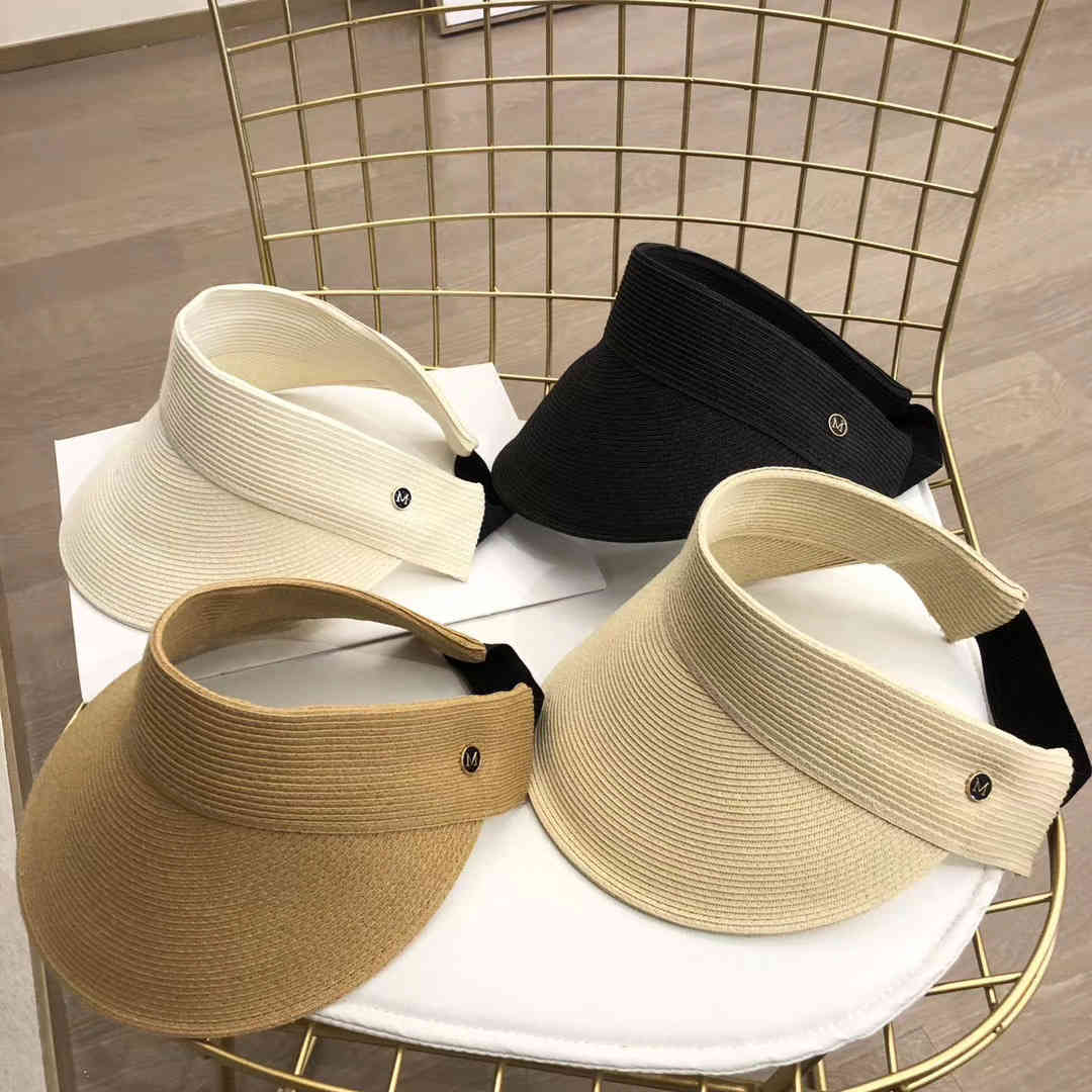 

Korean version fine grass m standard hollow top straw hat sunscreen big eaves elastic sun hat versatile no top sun hat, Beige