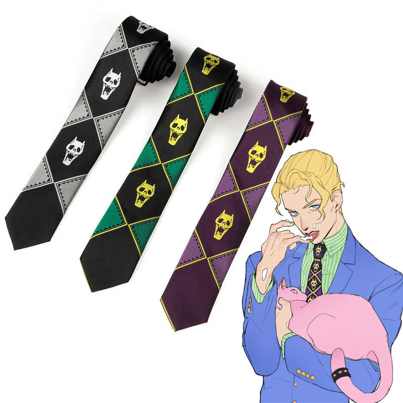 

Anime Jojo's Bizarre Adventure Kira Yoshikage Cosplay Tie Killer Queen Skull Neck Heavens Door Prop Costume