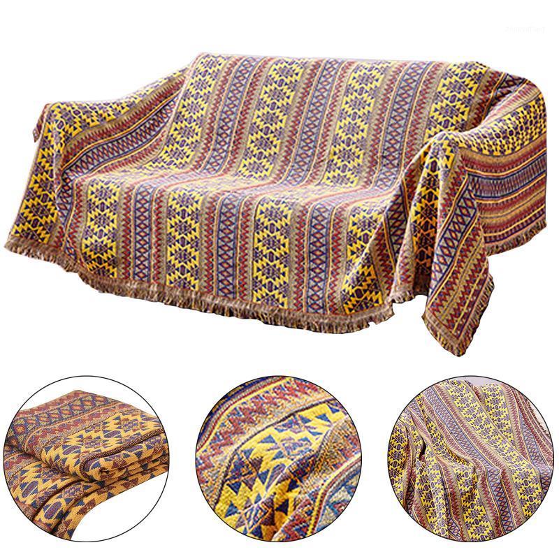 

Blankets Pure Cotton Woven Bohemian Blanket Sofa Bedspread Patchwork Knitted Comfortable Bedding For Beds Travel Home