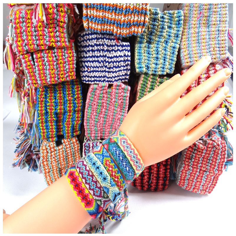 

Nation Wind Colour Cotton Friendship Bracelet Manual Weave Hand Rope Collision Foreign Lands Wind Decorative Pattern Tie Bracelet