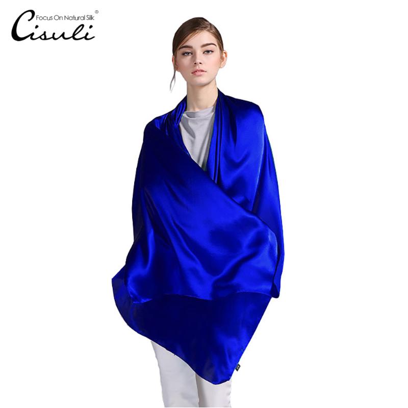 

Scarves 100% Silk Satin Long Scarf 55X180cm Pure Mulberry Plain Color Factory Direct Online Store 11 Royal Blue