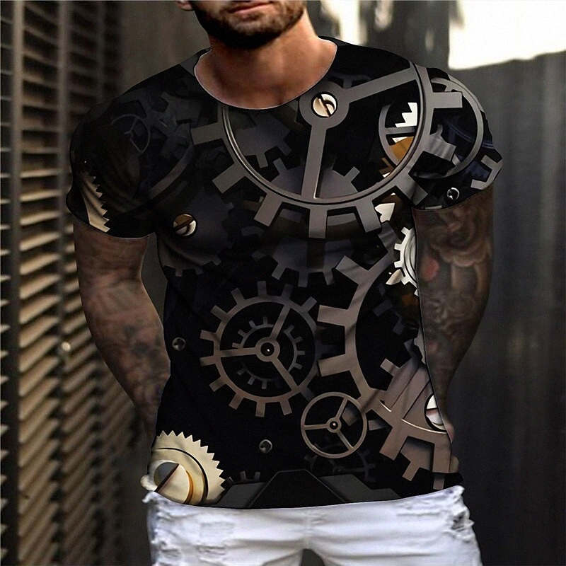 Men's Unisex T shirt 3D Print Graphic Prints Machine Crew Neck Street Daily Print Short Sleeve Tops Casual Designer Big and Tall Sports Black N