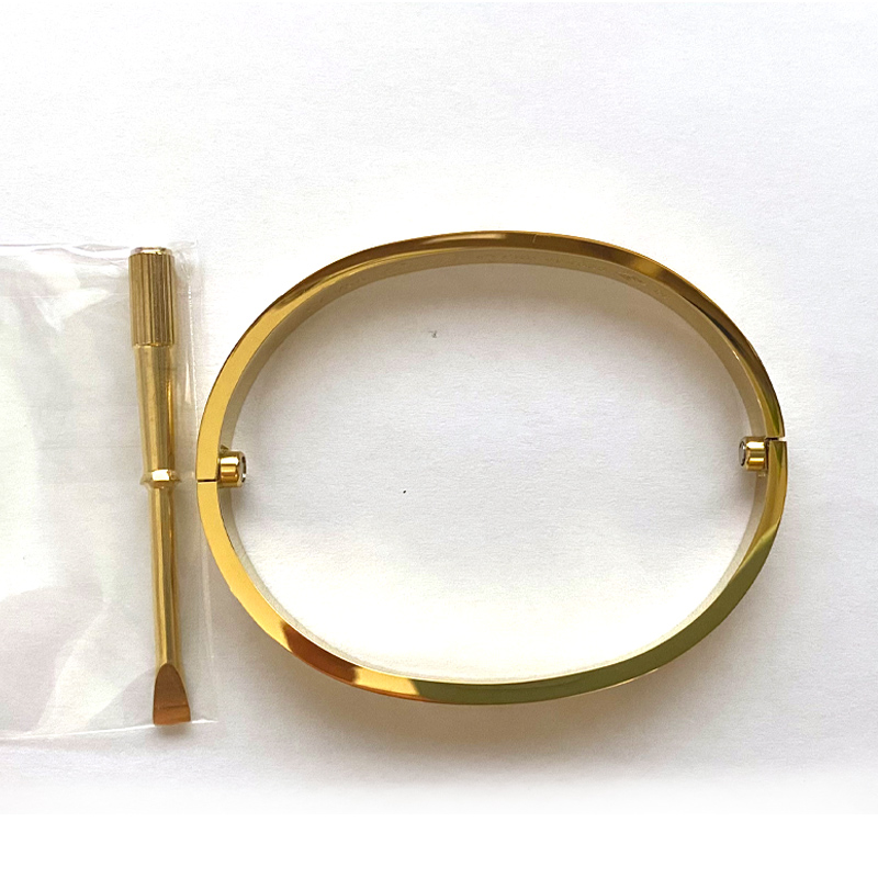 

316L TiTitanium Classic Bangles Bracelets For Lover Fashion Wristband Wedding Bangle Rose Gold Thanksgiving Day Bracelet 15-21cm with velvet bag