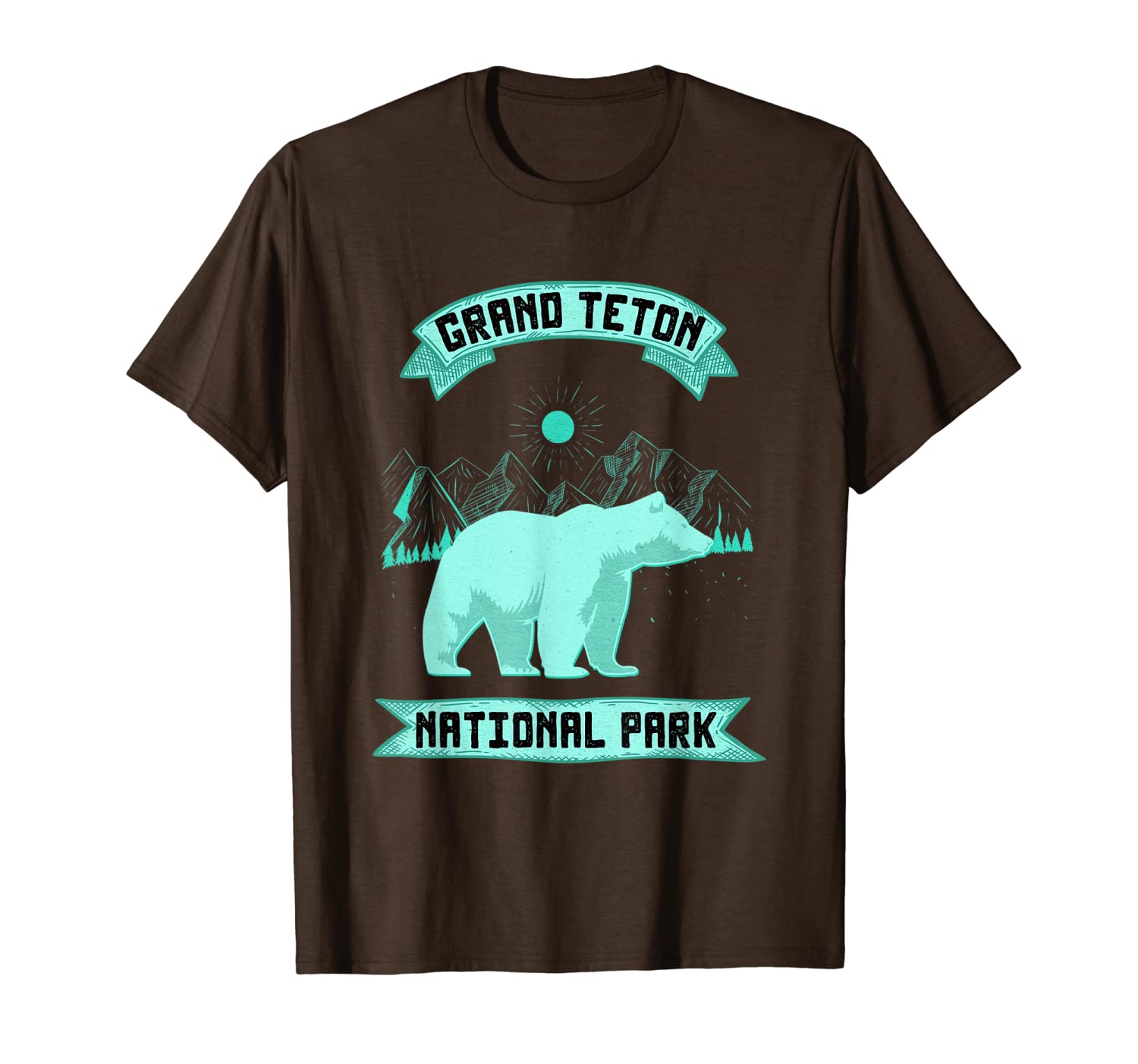 

grand teton national park wyoming bear tetons t-shirt, White;black