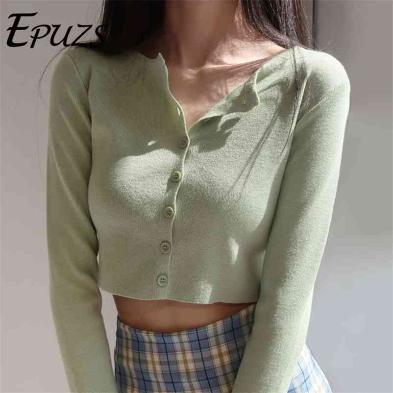 

Korean O-neck Short Knitted Sweaters Women Pink Cardigan Fashion long sleeve Sleeve Crop Top Sweet crop sweater 210830, Brown