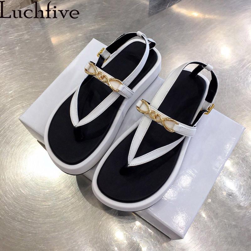 

Thick Bottom Flip Flops Sandals Women Narrowband Metal Ornament Designer Brand Shoes Summer Casual Beach Mujer, Black