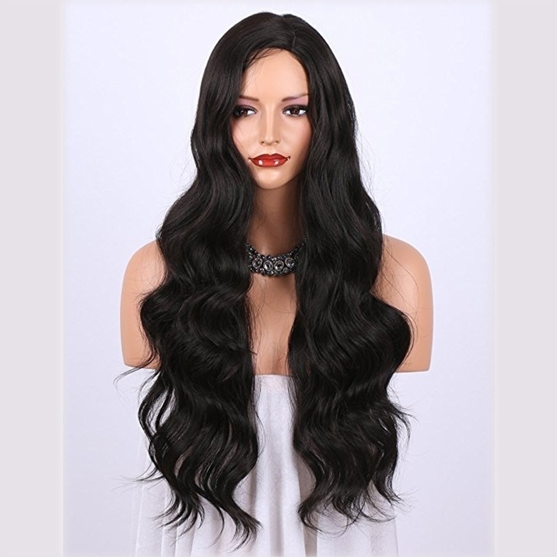 

divided Straight women's is into long curly hair chemical fiber head cover
