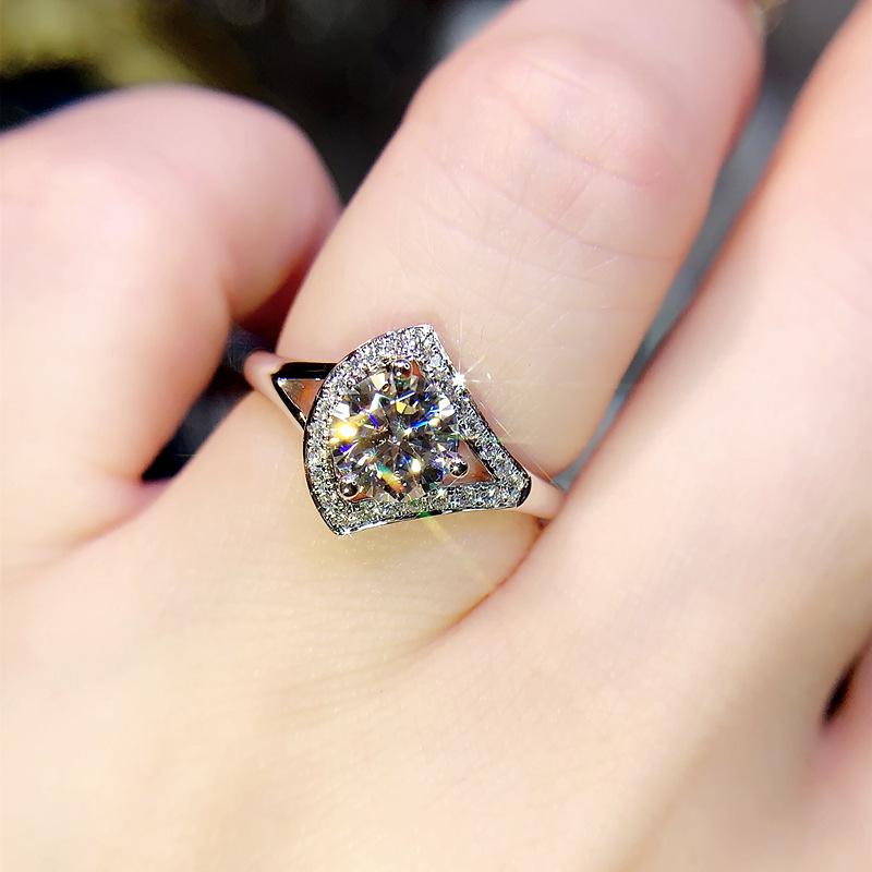 

Cluster Rings 1.5 White Diamond Jewelry Real S925 Silver Color Ring For Women Anillos De Bizuteria 925 Gemstone Box, Golden;silver