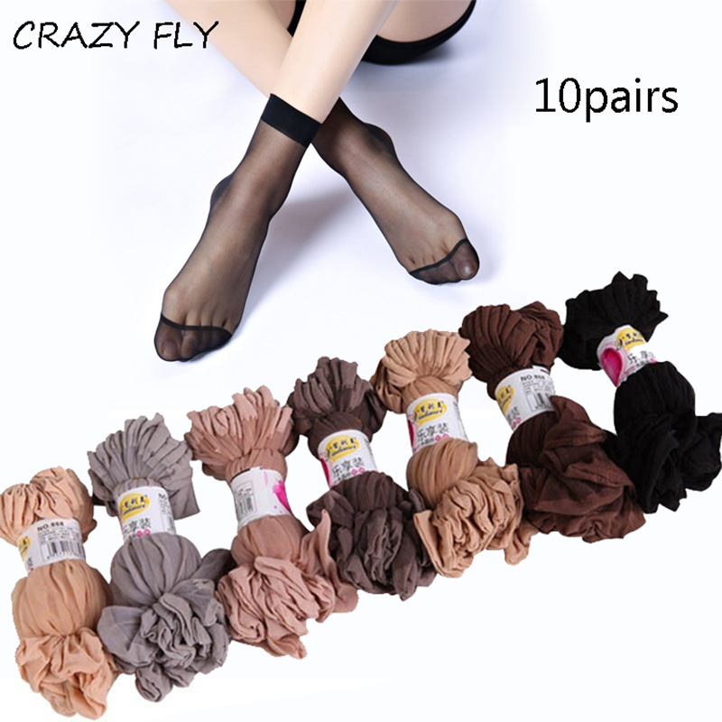 

Fashion Thin Summer Socks for Women Sexy Thin Transparent Socks Women High Elastic Sexy Nylon Short DFF0588, Black;white