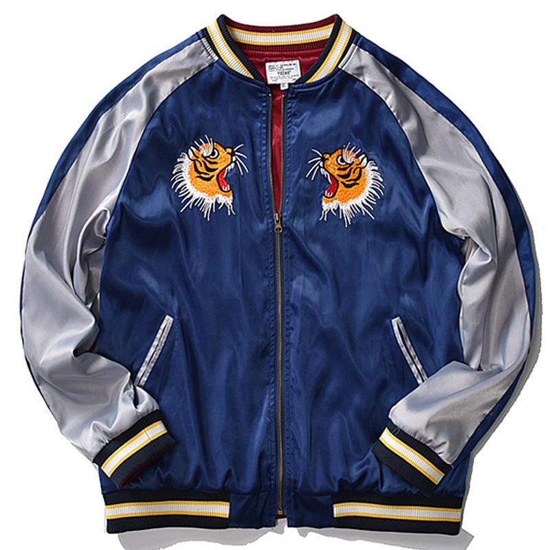 

Men's Jackets Baseball Jacket Men Japanese Giger Embroidery Bomber Vintage Harajuku Patchwork Couples Zipper Windbreaker Outwear Spring, Blue
