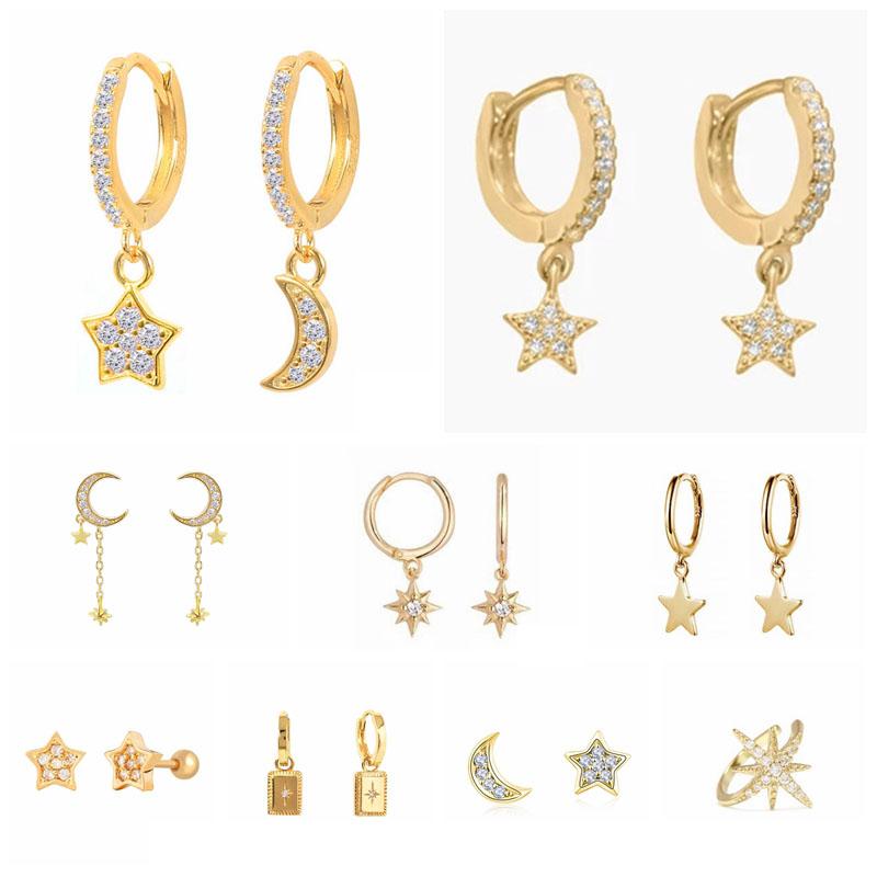 

Hoop & Huggie CANNER 925 Sterling Silver Star Earrings For Women 2021 Trend Pendientes Ear Piercing Stud Fine Jewelry Oorbellen