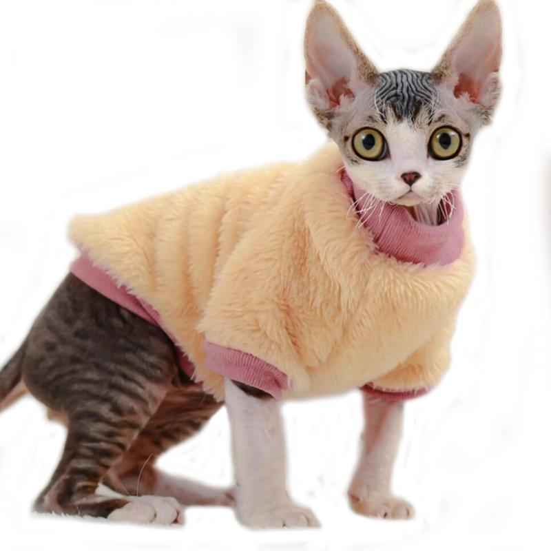 

Cat Costumes Clothes For Sphinx Winter Costume Thermal Plush Hoodie Devon Kedi Kitten Pullover Shirt Clothing Small Cats