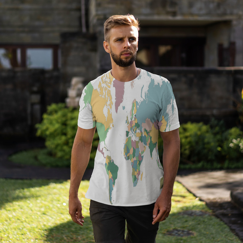 

Painted map 3D printing T-shirt unique fashion, beautiful, breathable and comfortable daily party travel visual impact Gothic style men&#039, White;black