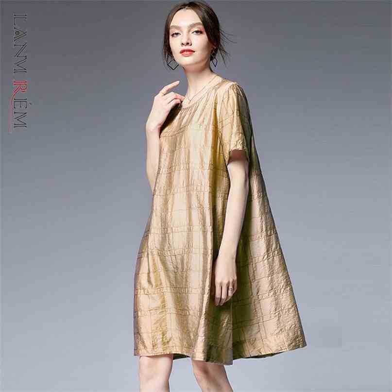 

Women Black Big Size Dress Round Neck Short Sleeve Loose Fit Female Fashion Summer Arrivals 2E1717 210526