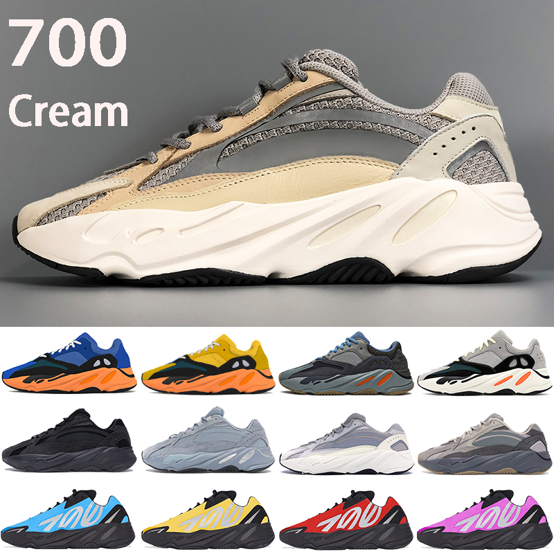 

Newest Cream 700 V1 V2 MNVN reflective running shoes bright blue sun OG Solid Grey vanta bone Tie-dye pink men women sneakers, No.2-tephra