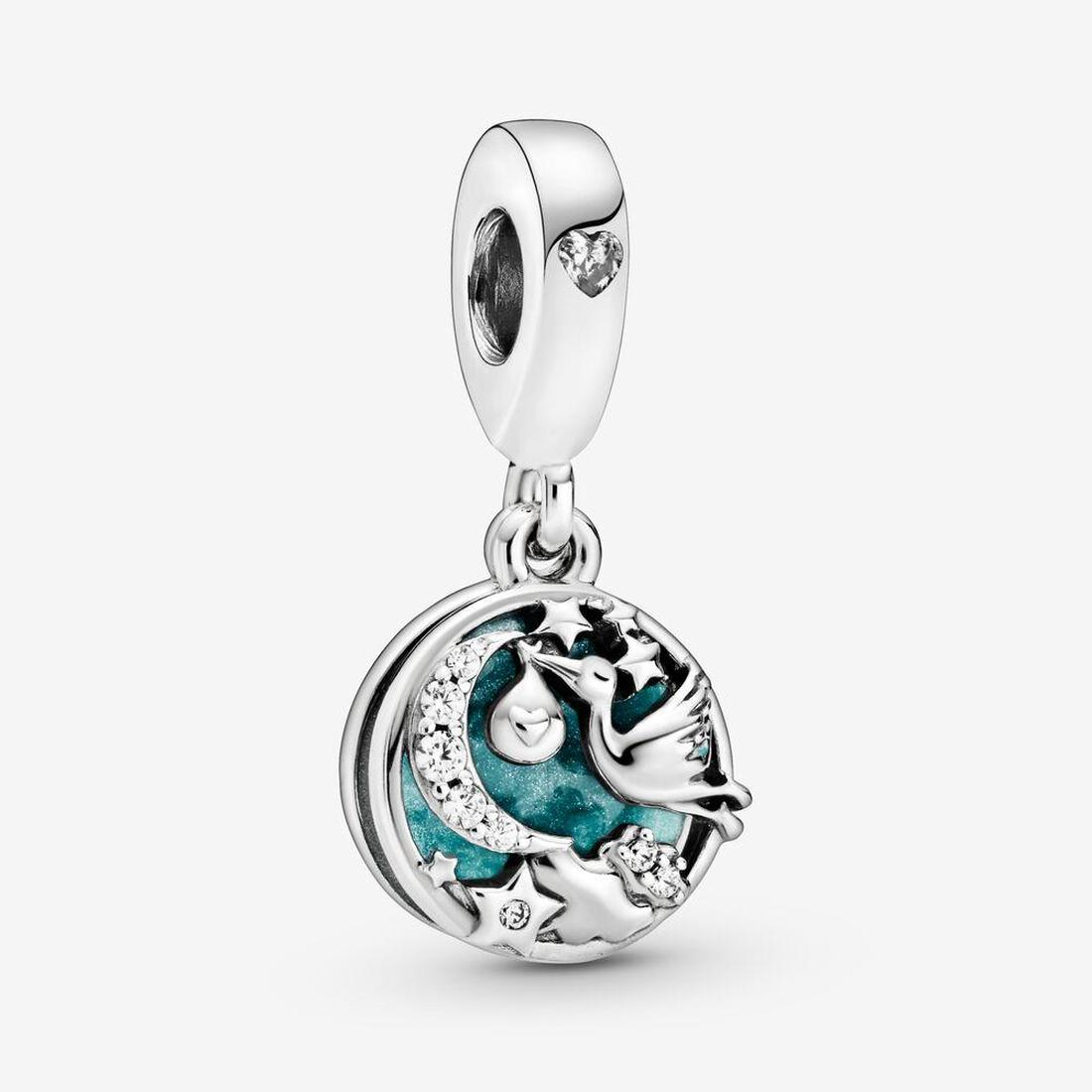 

Authentic 925 Silver Beads Bracelets Stork & Twinkling Stars Dangle Charm Slide Bead Charms Fits European Pandora Style Jewelry Bracelets Murano, Bronze;silver