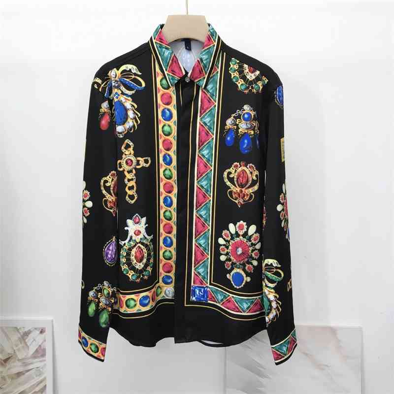 

Fashion pattern court show men's fashion cardigan shirt 2021 NEW, Pink