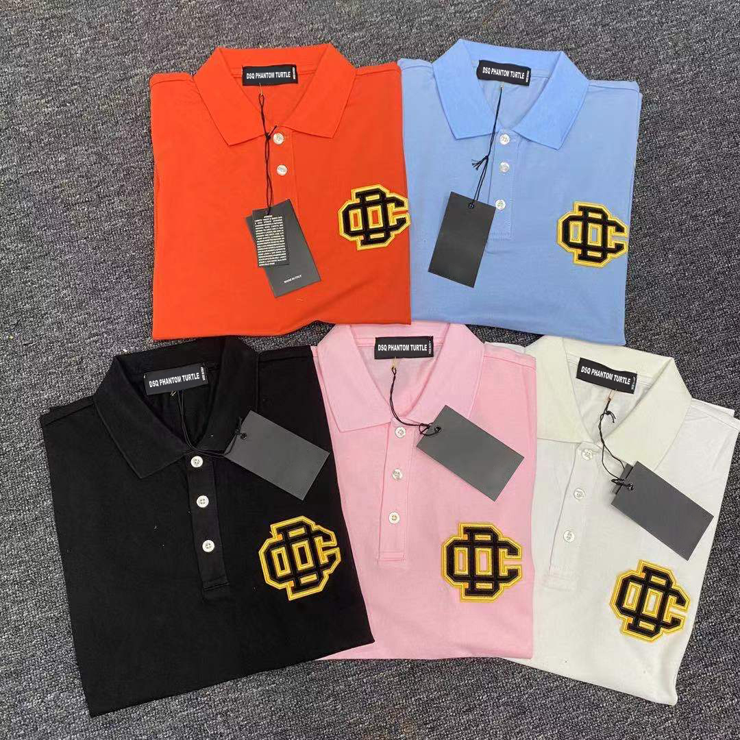 

DSQ Mens Polos Shirt Summer Tshirts Embroidery Short Sleeve Elastic Breathable T-shirt High Street Polo Shirts Brand Clothing 84160, Black