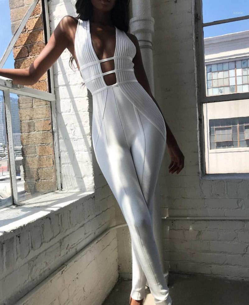 

Sexy Hollow Out Bodycon Jumpsuit Women Sleeveless Backless Skinny Rompers Womens Summer Party Playsuit Women's Jumpsuits, Black;white