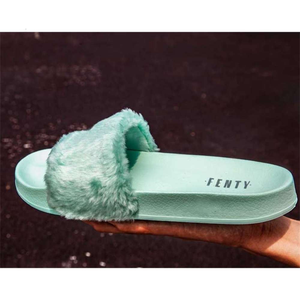 

New Rihanna Leadcat Fenty fashion Color Slipper Faux Fur Burgundy Slide Slippers Ladies Indoor Purple Pink Sandals, 001 purple