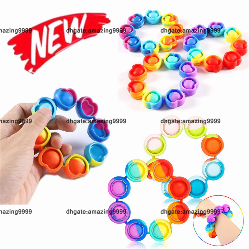 

Fidget Reliver Stress Toys Rainbow Bracelet Push Bubble Antistress Toys Adult Children Sensory Toy To Relieve Autism