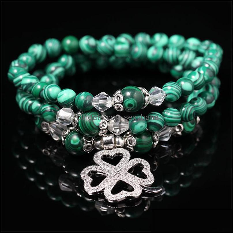 

Bracelets Tennis Fashion Ethnic Mtilayer Stripe Green Round Stone Beads Clove Charms Pendant Wrap Bracelet Bangles For Women Jewelry Gifts D
