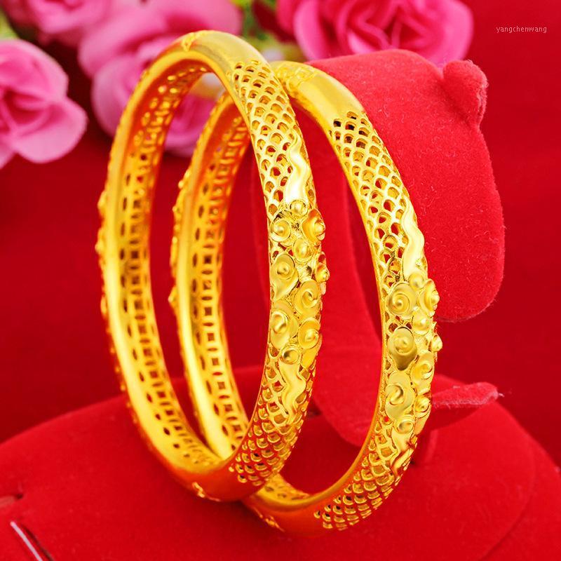 

Pure Copper Gold-plated Women's Handmade Bracelet Hollow Perimeter 60MM Imitation Gold Retro Jewelry Wholesale Price Bangle