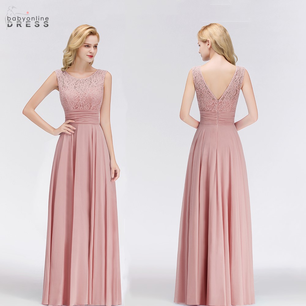 

Dusty Rose Pink Lace Long Evening Dress Chiffon Robe De Soirée De Mariage Event Dress Vestidos De Fiesta CPS1068, Black;red