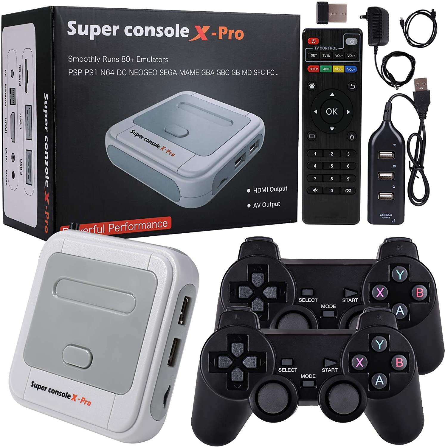 Super Console X Pro HD 4K HDTV Output 64g / 128g / Mini Portable Console Arcade Kids Retro spel Emulator Console kan lagra 50k spel gratis