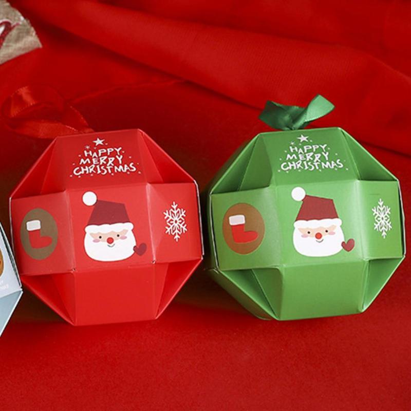 

Christmas Decorations 10Pcs Printed Pattern Gifts Package Box With Lanyard Paper Large Capacity Chocolate Sugar Cookies Party Ornament
