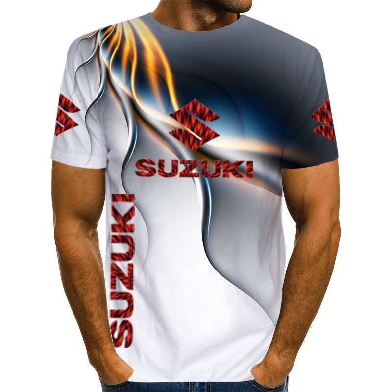 

Summer Outdoor Sportswear Racing Cross-country Cycling Top 3D Printing Suzuki Motorcycle Men's Short-sleeved T-shirt, Xw-80010