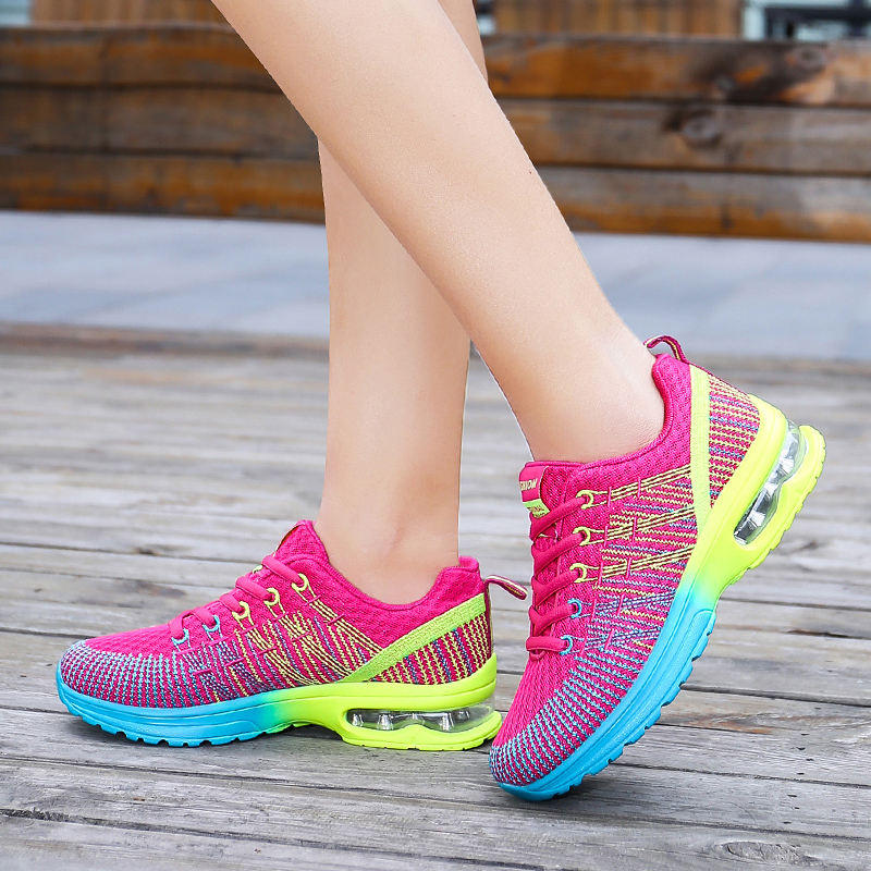 

Newest Fashon Women Sport Running Shoes Fly Knit Cushion Pink Purple Volt Yellow Trainers Sneakers Code: WY29-861 Size 35-42 Made In China