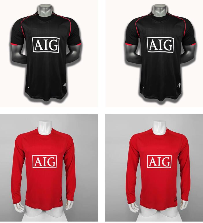 

Thai 07 08 RONALDO Retro Jersey Classic Vintage SCHOLES2007 2008 ROONEY football shirt GIGGS maillot de foot, Black;yellow