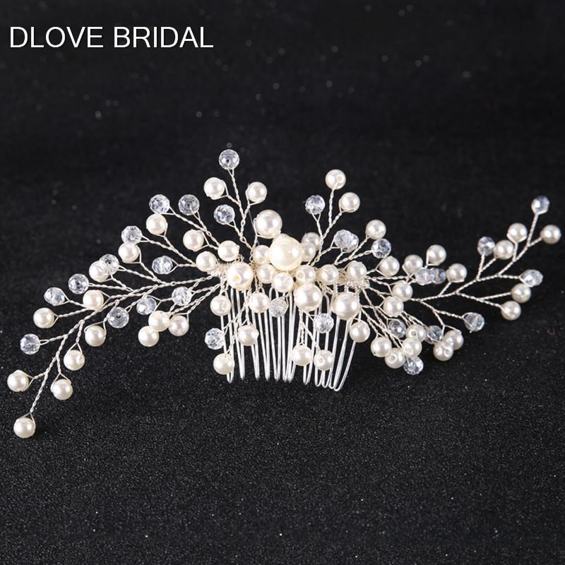 

Hair Clips & Barrettes Vintage Pearl Bridal Combs High Quality Wedding Party Crown Jewelry Accessory, Golden;silver