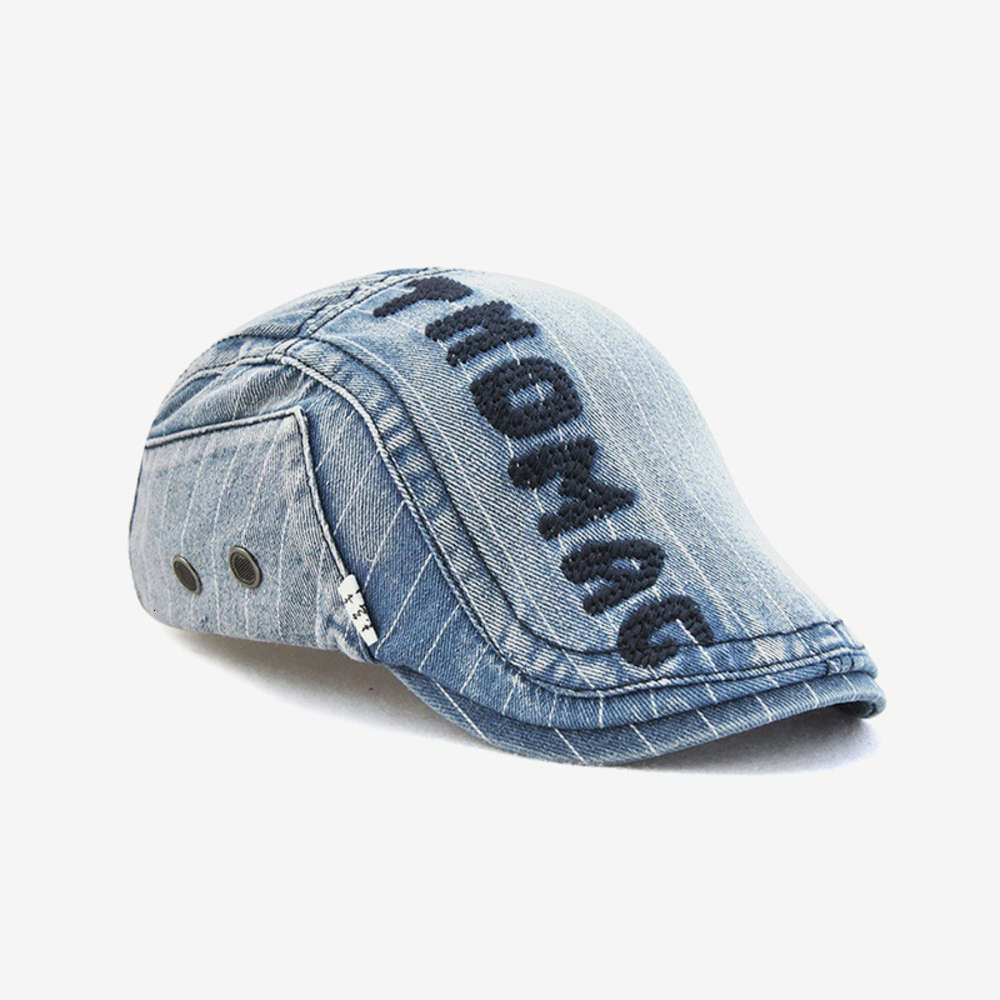 

Sun hat Yangguan Korean Adult cowboy Beret letter three dimensional embroidery men's and women's fashion outdoor sunshade Hat, Blue;gray
