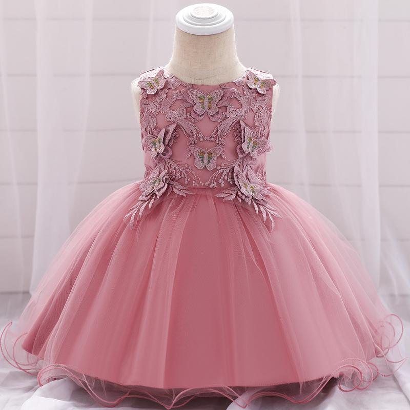 

Girl's Dresses Butterfly Born Baby Girls Baptism Dress 1 Year Birthday Gown Kids Summer Clothes Princess Prom Costume For Girl, Champagne