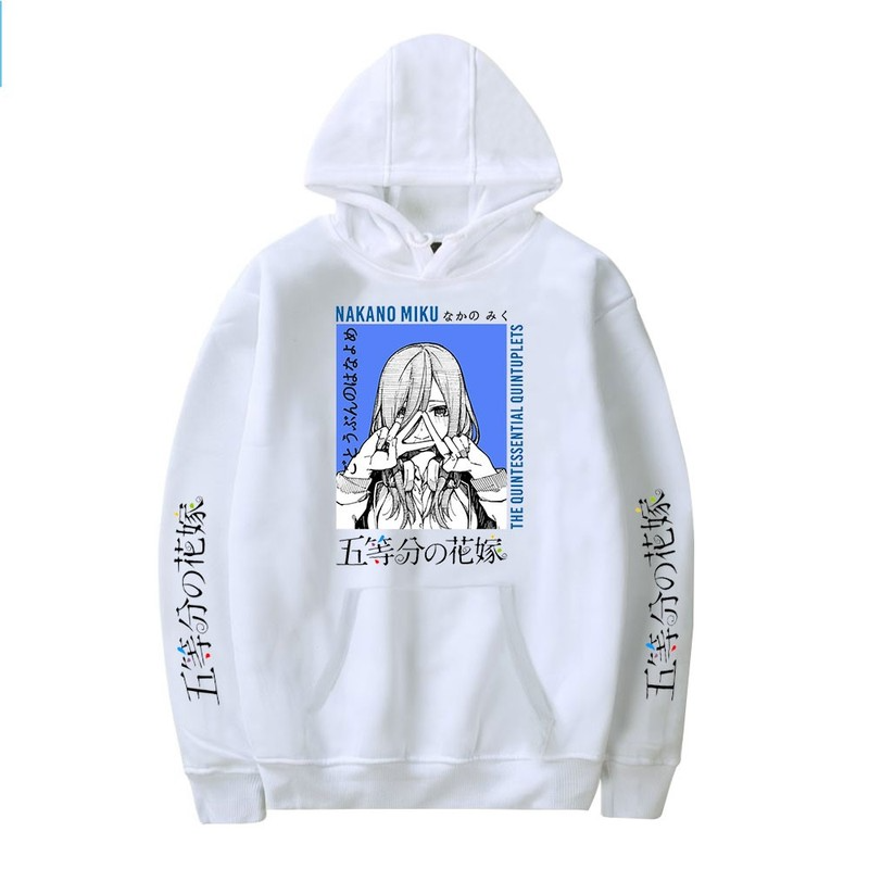 

Five-part Hanayome Anime Hoodie Print Pullover Oversized Comfortable Breathable Sweatshirt Men' and Women' Casual Loose Tops Hot in 2021, White