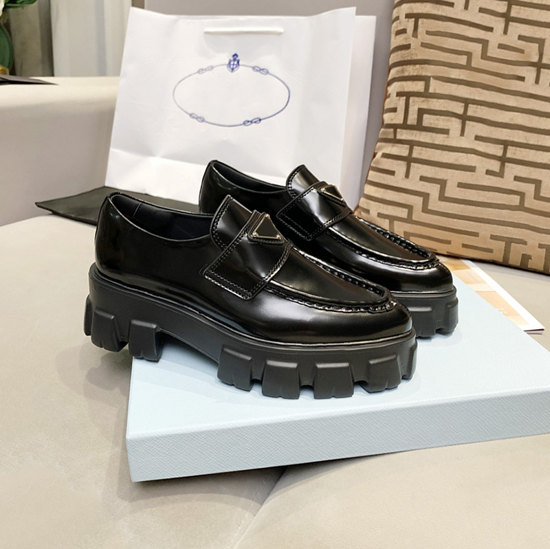 

Black White Sharp Brushed Leather Loafers Thick Bottom Dress Shoes For Womens Platform Oxfords Lug Tread Sole Chunky Heels Wedding Party Work Casual
